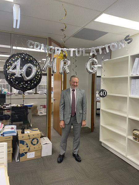 Armando Gardiman AM 40 year work anniversary at Turner Freeman Lawyers