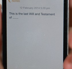 Will written on a iphone