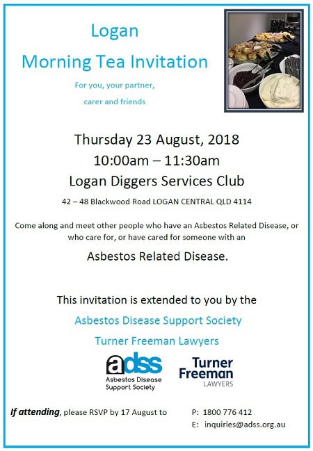 Asbestos diseases morning tea invite in Logan | Turner Freeman Lawyers
