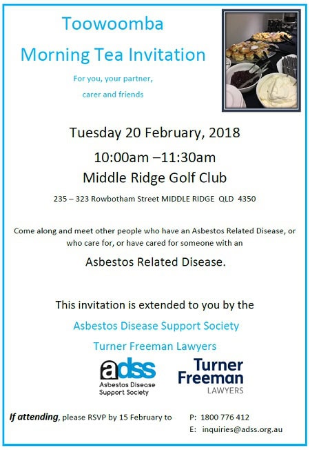 Toowoomba asbestos invitation by Turner Freeman Lawyers