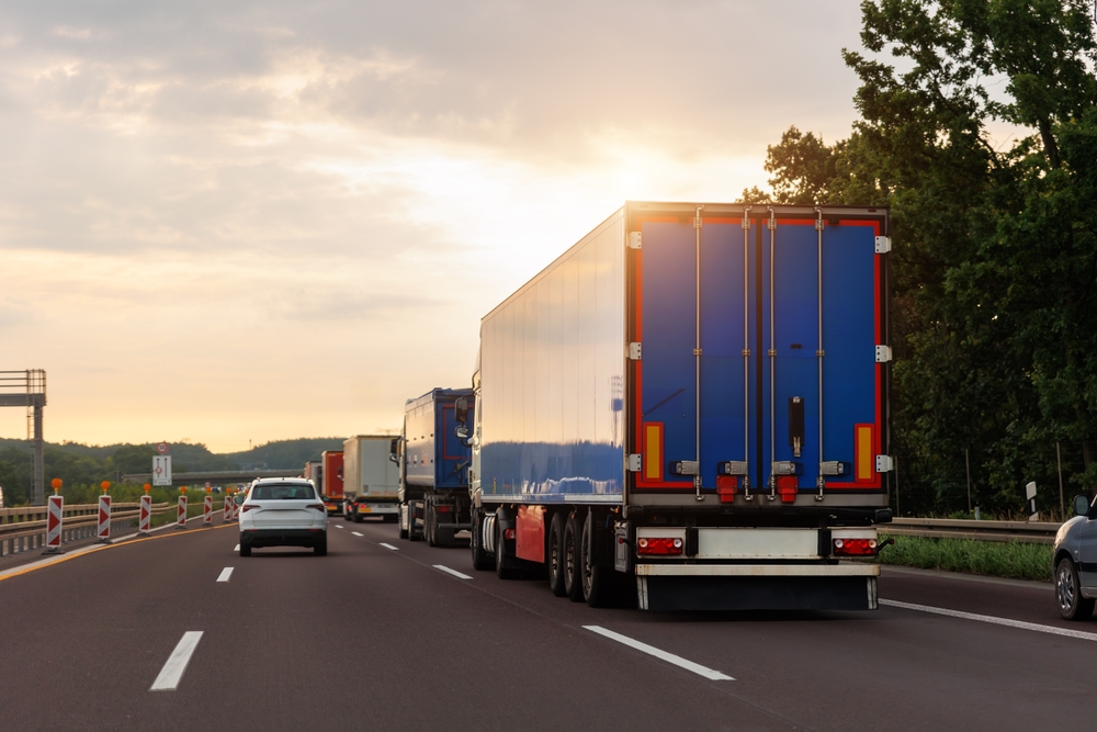 queue,of,trucks,on,ukraine poland,border,traffic,jam,at,sunset