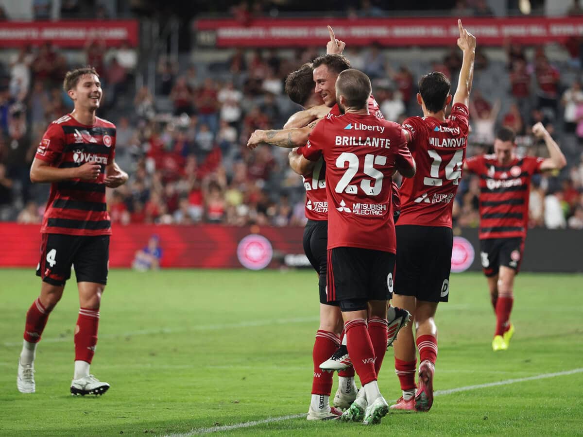 Western Sydney Wanderers players celebrating Western Sydney Wanderers players celebrating